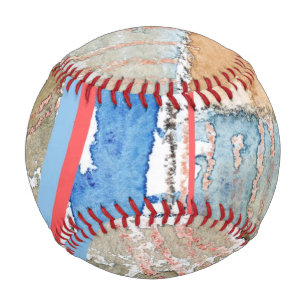 abstract art collage, mixed media and watercolor 5 baseball