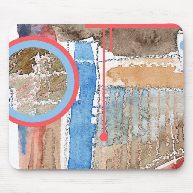 abstract art collage, mixed media and watercolor 5 mouse pad (Front)