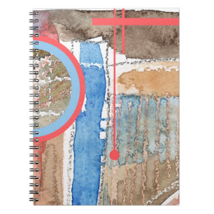 abstract art collage, mixed media and watercolor 5 notebook