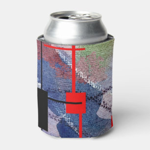 abstract art collage, mixed media and watercolor can cooler