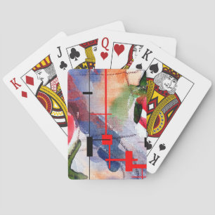 abstract art collage, mixed media and watercolor playing cards
