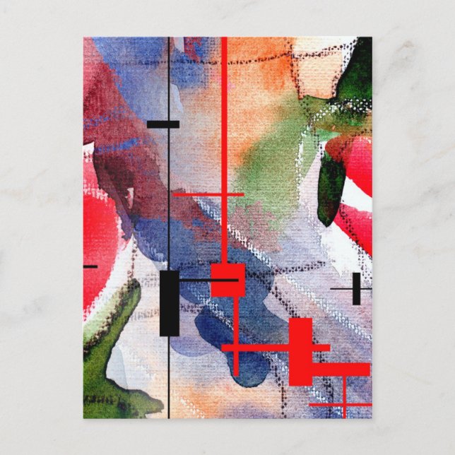 abstract art collage, mixed media and watercolor postcard (Front)