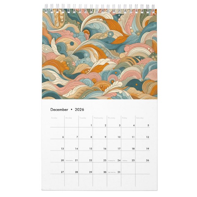 Abstract art collection calendar (Dec 2026)