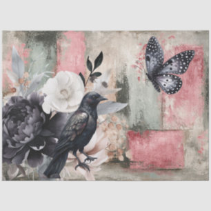 Abstract Art College Distressed Florals Decoupage Tissue Paper