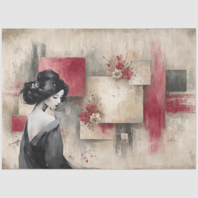 Abstract Art College Distressed Florals Decoupage Tissue Paper (Front)