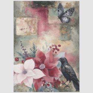 Abstract Art College Distressed Florals Decoupage Tissue Paper