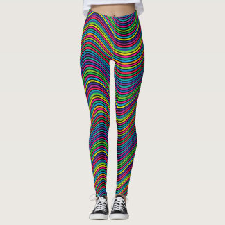 Abstract Art Colour Decorative Wavy Lines Leggings