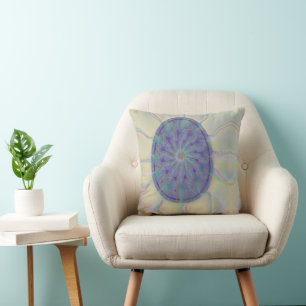 Abstract Art Colourful Decorative Egg on Soft Ambe Cushion