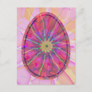 Abstract Art Colourful Egg Elegant Red Pink Peach Holiday Postcard