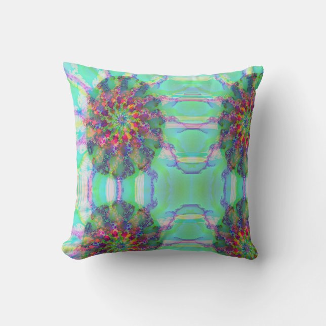 Abstract Art Colourful Egg Pattern Blue and Pink Cushion (Front)