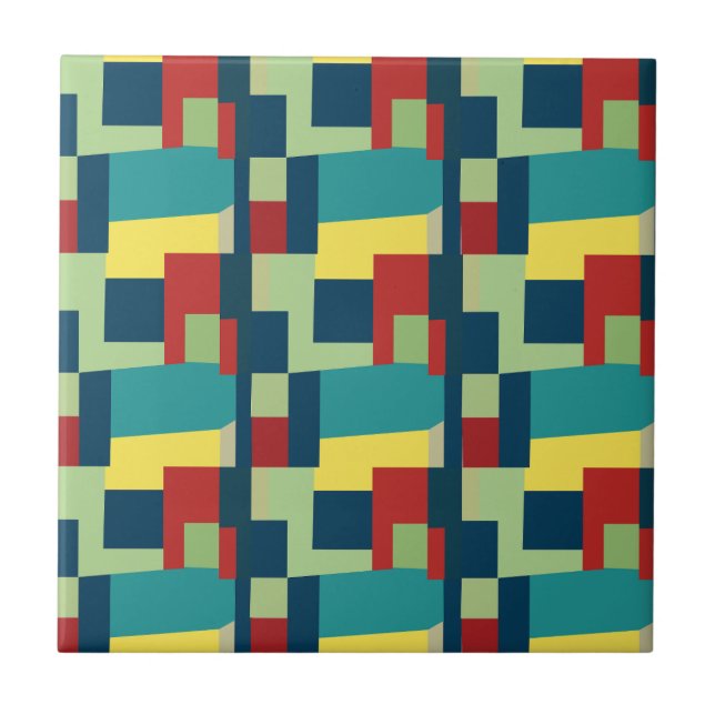 Abstract Art Colourful Geometric Modern Ceramic Tile (Front)