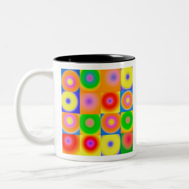 Abstract Art Colourful Happy Two-Tone Coffee Mug (Left)