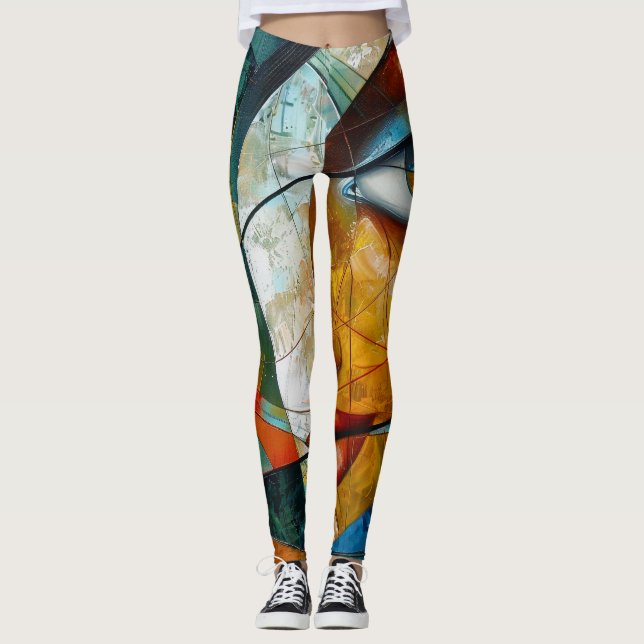 Abstract art colourful leggings (Front)