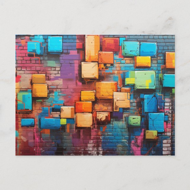 Abstract Art Colourful Mural on Mural Postcard (Front)