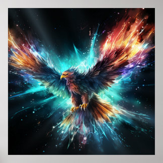 Abstract Art Colourful Phoenix Flying Poster