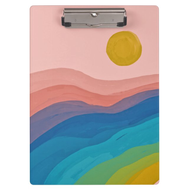 Abstract Art Colourful Watercolor Pink Blue Clipboard (Front)