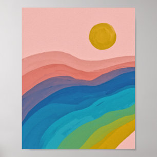 Abstract Art Colourful Watercolor Pink Blue Poster