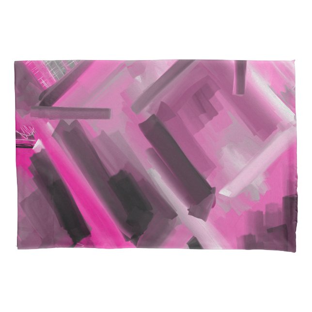 Abstract Art Contemporary Hot Pink Shades Pillowcase (Front)