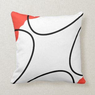 Abstract Art Coral Red Black White Cushion