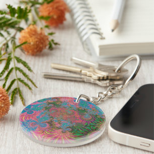 Abstract Art Corals Key Ring