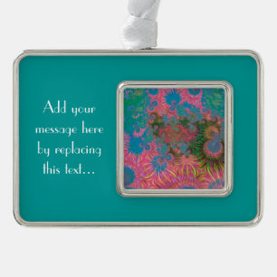 Abstract Art Corals Silver Plated Framed Ornament