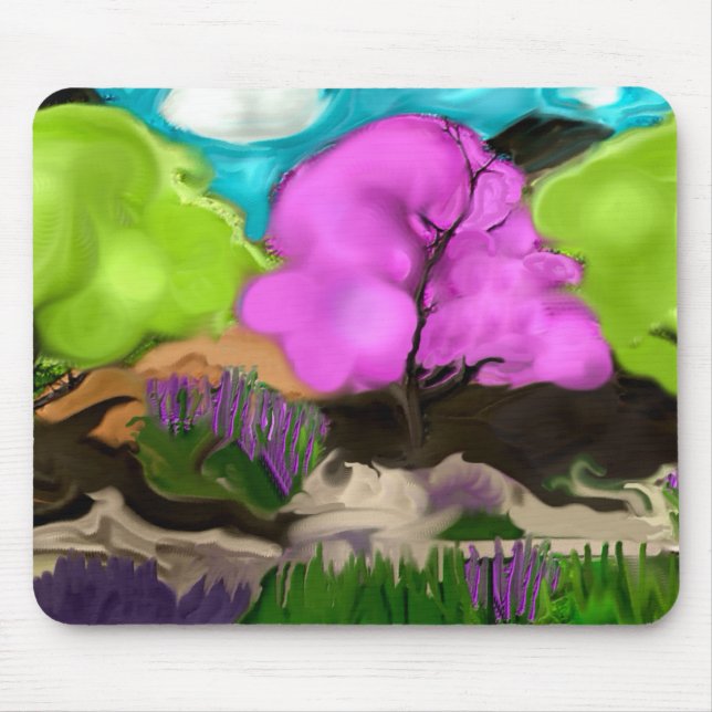 Abstract Art Cotton Candy Trees Mouse Pad (Front)