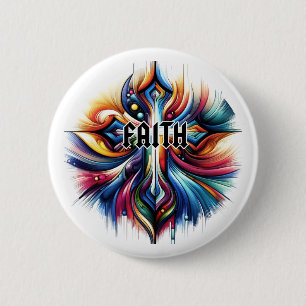 Abstract Art Cross Faith 6 Cm Round Badge