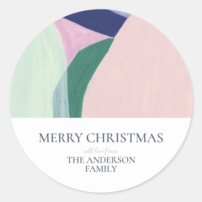 Abstract Art Custom Photo Christmas Holiday Gift C Classic Round Sticker (Front)
