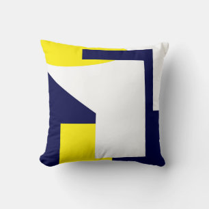 Abstract Art Dark Blue Yellow White Cushion