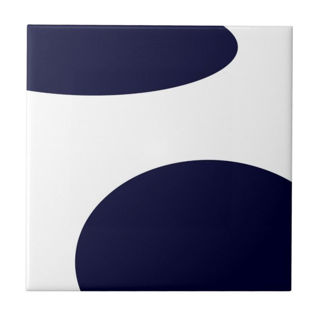 Abstract Art Dark Royal Blue White Ceramic Tile (Front)