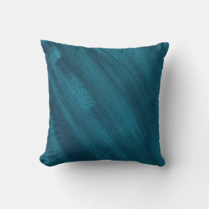 Abstract art dark teal green blue brushed cushion