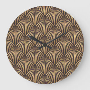 Abstract Art Deco: Gold Elegance. Large Clock