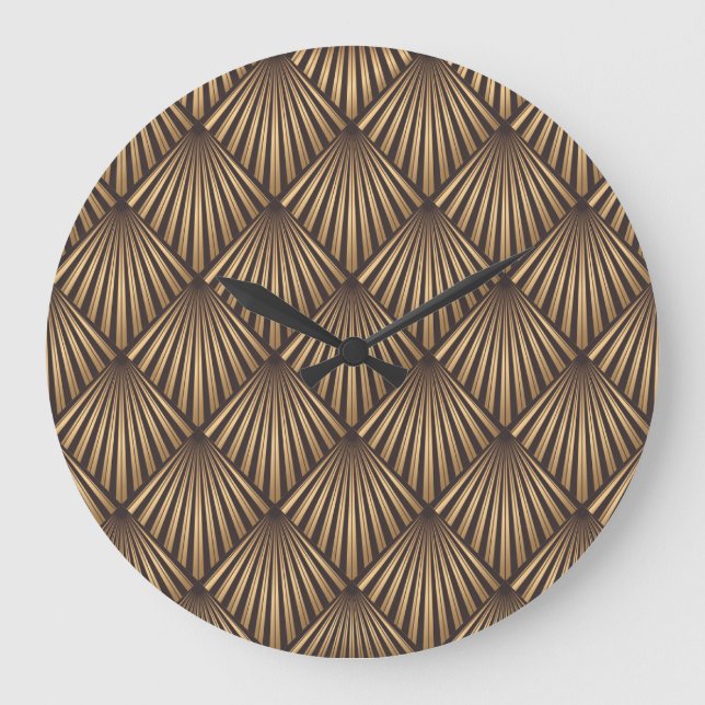 Abstract Art Deco: Gold Elegance. Large Clock (Front)