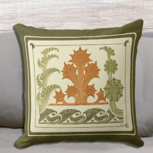 Abstract Art Deco Handsome Leaves Nature Design Cushion