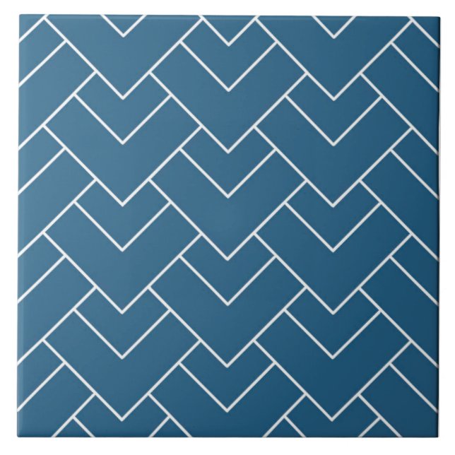 Abstract Art Deco Style Marine Blue Ceramic tile (Front)