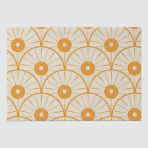 Abstract Art Deco Sun Pattern Orange Tissue Paper