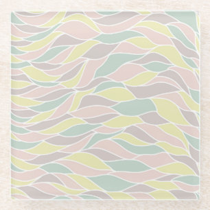 Abstract Art Delicate Colours Girly Waves Nature Glass Coaster