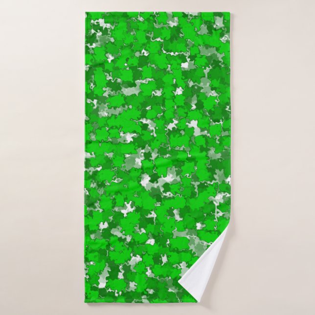 Abstract Art Design Green Foliage Bath Towel (Bath Towel)