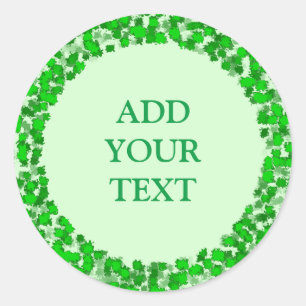 Abstract Art Design Green Foliage DIY  Classic Round Sticker