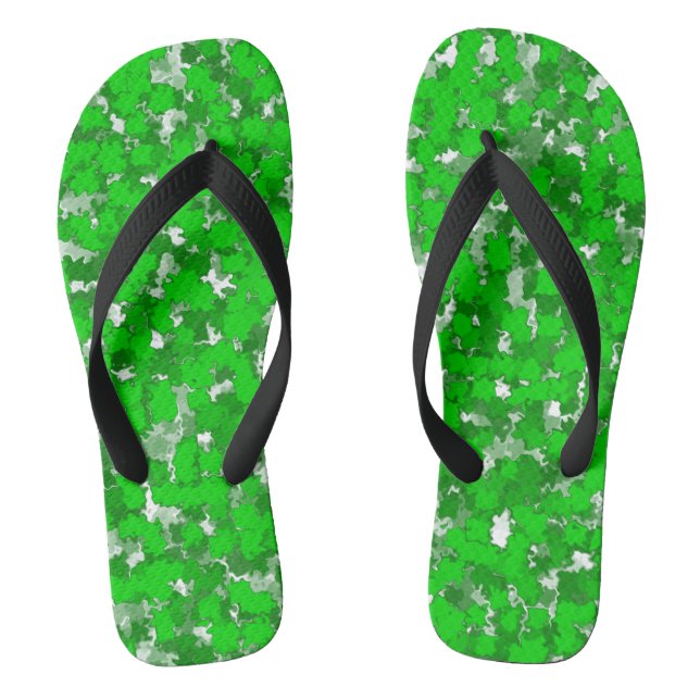 Abstract Art Design Green Foliage Thongs (Footbed)