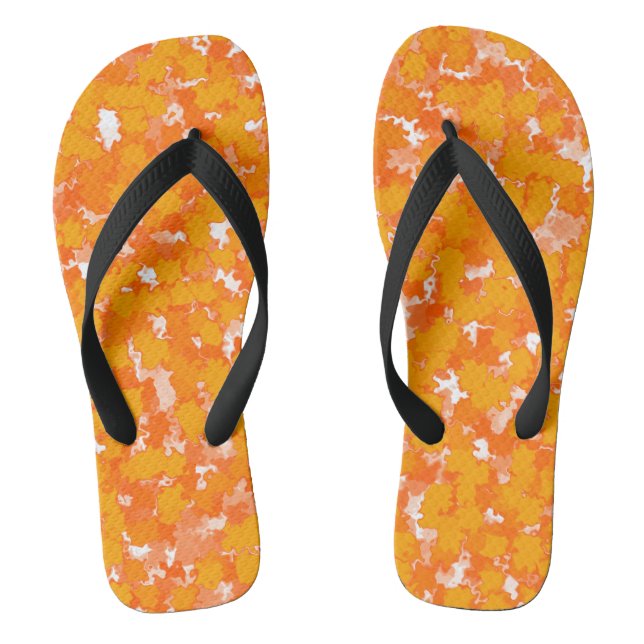 Abstract Art Design Orange Foliage Thongs (Footbed)