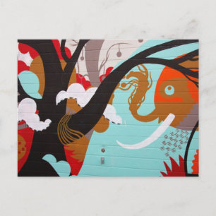 Abstract Art Elephant and Tree Postcard