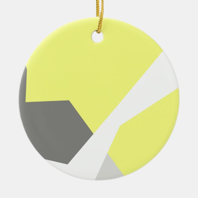 Abstract Art Energy Yellow Grey Ceramic Ornament (Front)