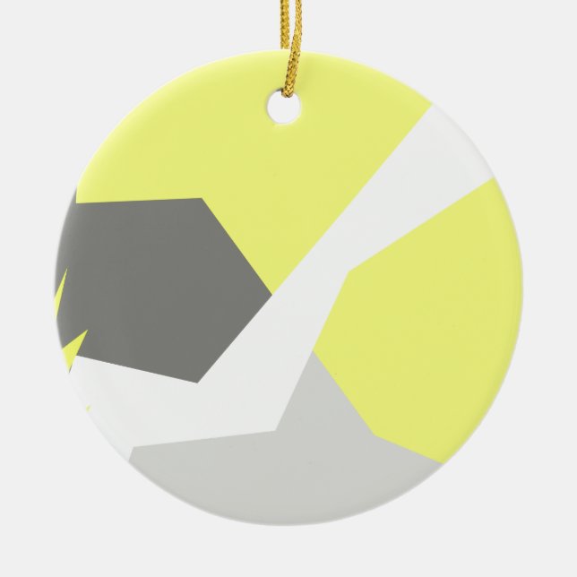 Abstract Art Energy Yellow Grey Ceramic Ornament (Front)