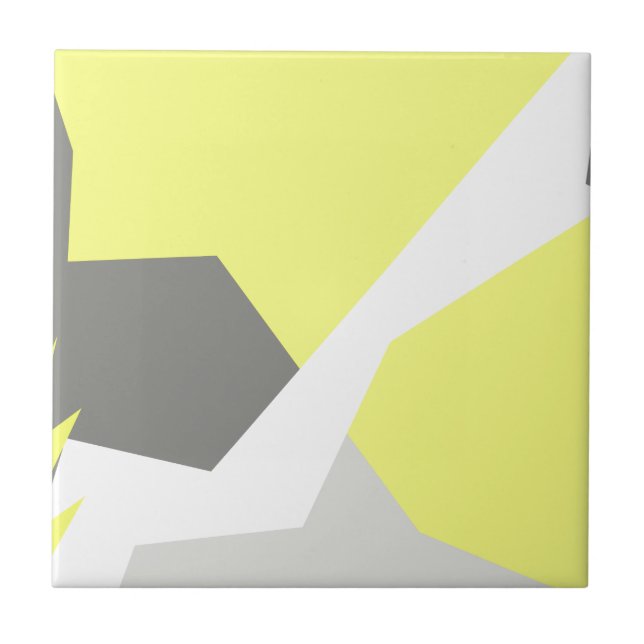 Abstract Art Energy Yellow Grey Ceramic Tile (Front)