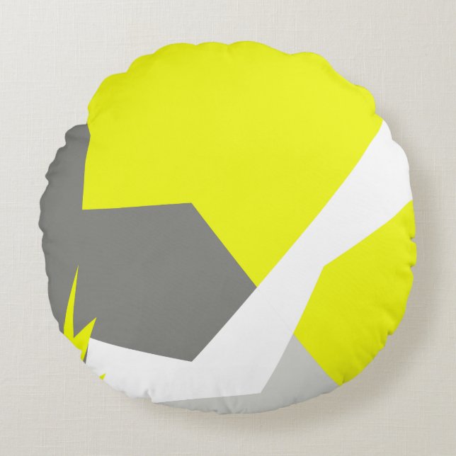 Abstract Art Energy Yellow Grey Round Cushion (Front)
