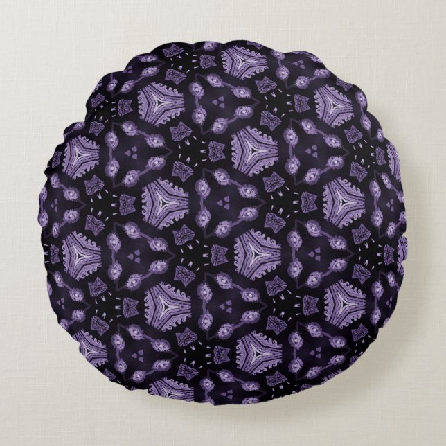 Abstract art eyes and diamond watercolour pattern  round cushion (Front)