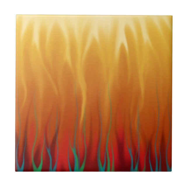 Abstract Art - Fire - Background Flames Ceramic Tile (Front)