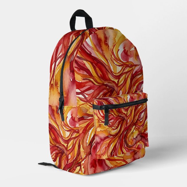 Abstract Art Fire Red Bird Backpack (Back Corner Left)