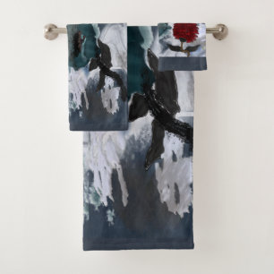 Abstract Art Floral  Bath Towel Set